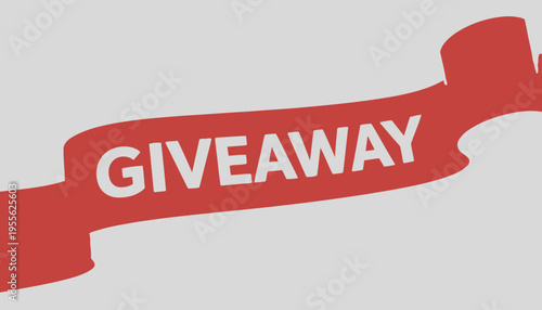 Giveaway banner with red ribbon.