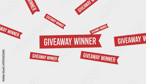 Giveaway winner stickers in red.