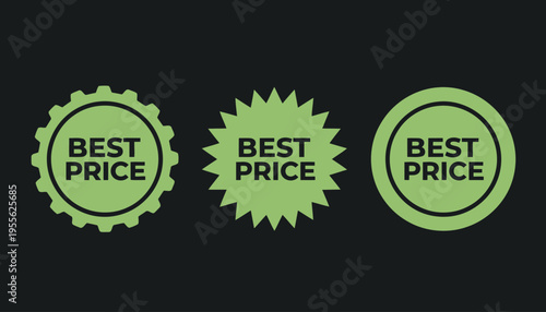 Three green best price stickers.