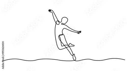 A person performing a dynamic jumping action while holding a bag.