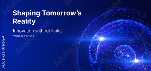 Abstract technology vector background with luminous curved lines forming dynamic structure on blue background. Concept for big data research, artificial intelligence, digital network, data processing.