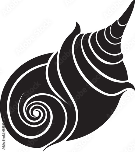 Spiral conch shell silhouette vector image