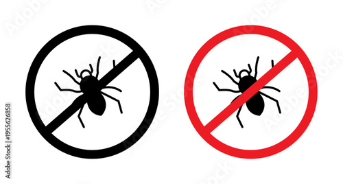 Mite in the prohibition signs set. vector illustration