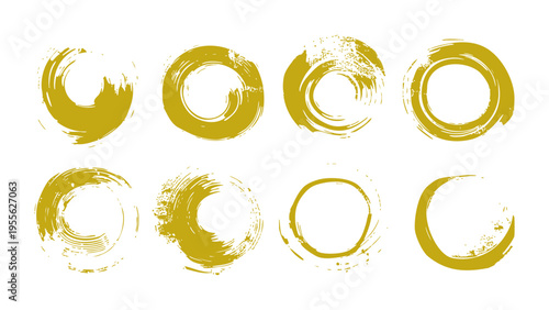 金色の筆円 和風ブラシサークルセット