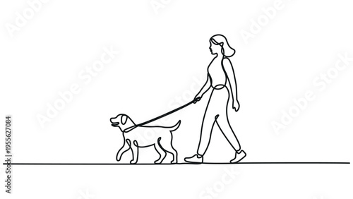 A person walking a dog on a leash outdoors
