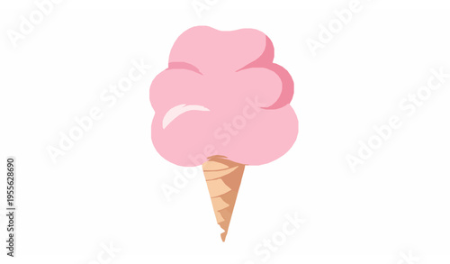 Realistic pink cotton candy vector illustration fluffy sweet treat isolated on white
