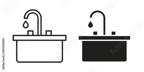 Sink icon concept. Silhouette, glyph symbol. Isolated design.