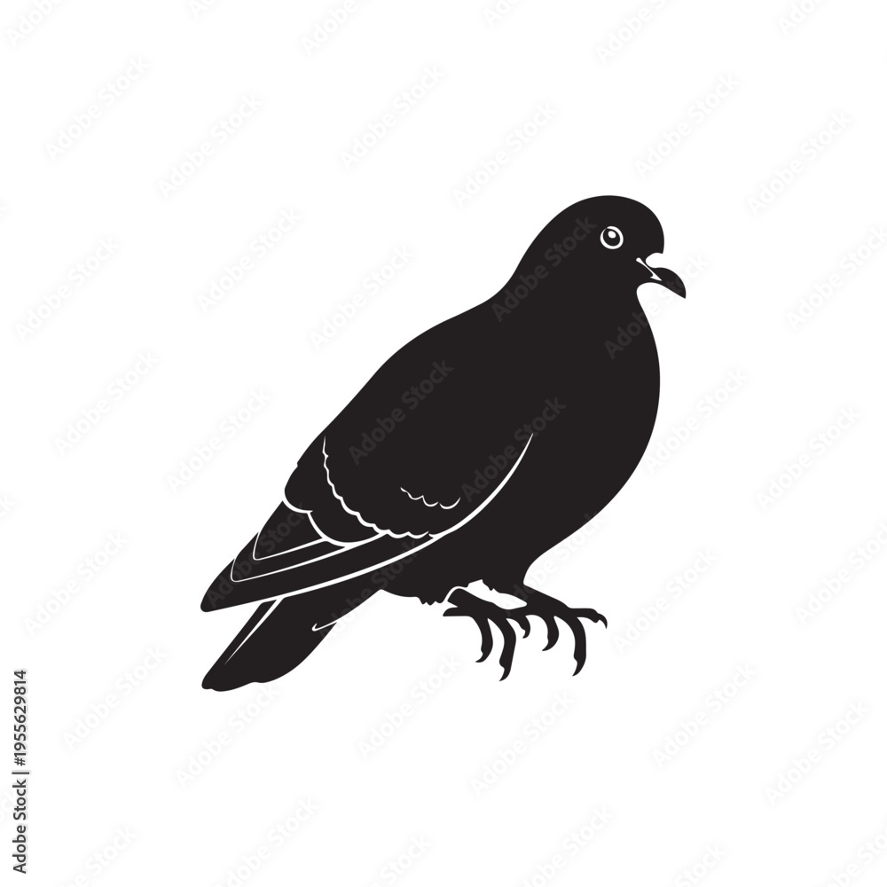 Fototapeta premium Black pigeon vector silhouette icon