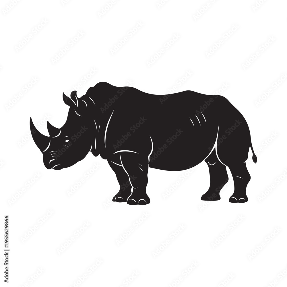 Fototapeta premium Black rhinoceros vector illustration