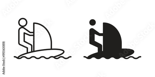 Windsurf icon concept. Silhouette, glyph symbol. Isolated design.