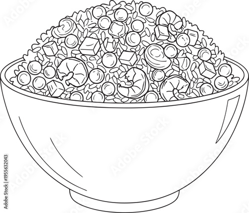 A bowl filled with colorful cereal pieces. The bowl is white and has a simple design.