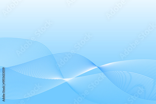青いグラデーション背景に流れるラインの抽象的なテクノロジーイメージ素材