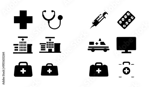 Medical healthcare icon set flat medicare symbols vector collection isolated on white