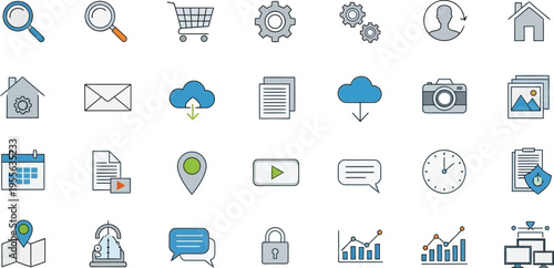 Collection of business and data analysis icons
