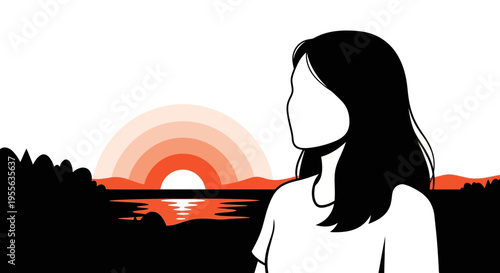 Woman with long dark hair portrait 1.