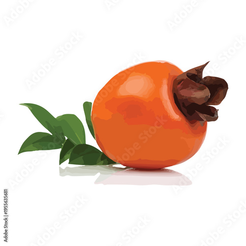 Fresh persimmon with leaves