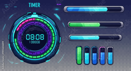 Futuristic Timer and Progress Bars A HighTech Interface Design.