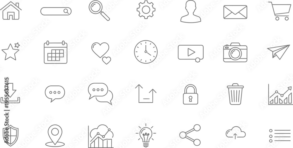 Fototapeta premium Collection of various line icons for web and mobile applications