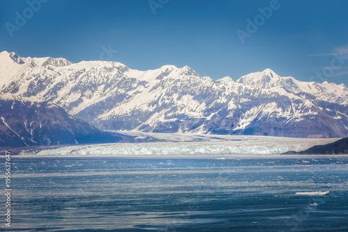 The Hubbard Glacier Calving Front Landscape seen from the Enchantment Bay in Alaska