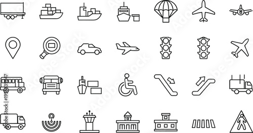 Minimal weather line icon set editable stroke vector collection with cloud sun rain wind snow forecast meteorology outline symbols