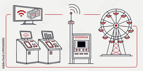 Amusement park equipment with wireless connection arcade machines ferris wheel