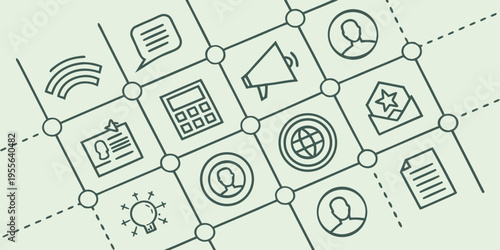 Business and communication business communication megaphone calculator globe email