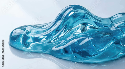 Close-up of translucent blue gel creating a dynamic wavy pattern, showcasing its smooth and vibrant texture for a refreshing feel