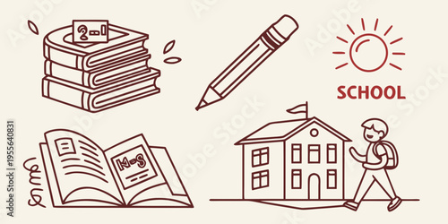 School education with books and pencil student