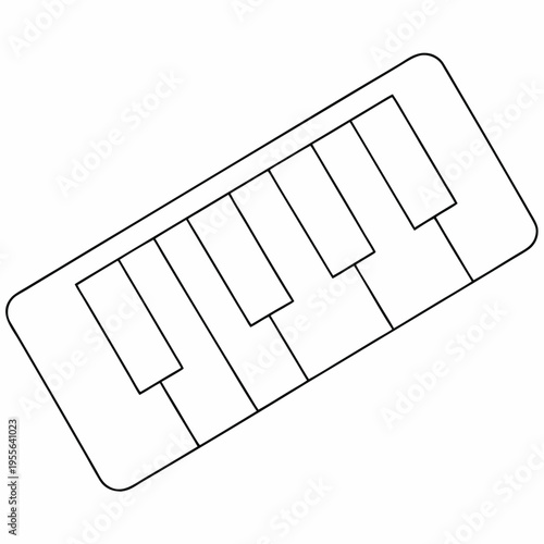 piano keyboard one octave section line art vector illustration on transparent background