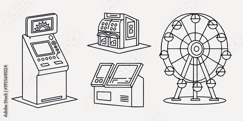 Black and white line amusement park ride line ride carnival fair