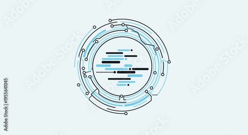 Abstract Digital Circuit Network Connection Illustration on Light Blue Background