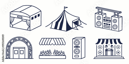 Black and white line fairground venue line venue carnival amusement park