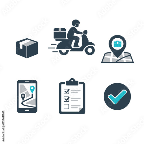 Fast delivery icons collection for logistics tracking