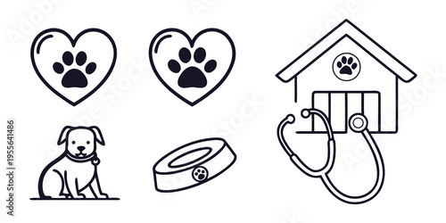 Pet including animals and medical care pets heart