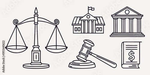 Law and justice with scales and gavel court
