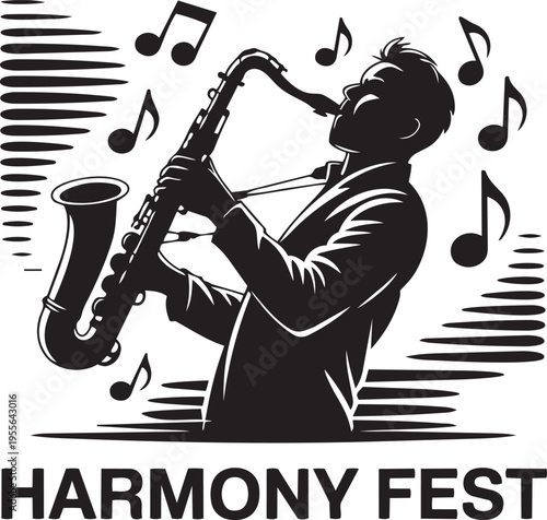 Jazz Music Festival Saxophone Player Silhouette Illustration