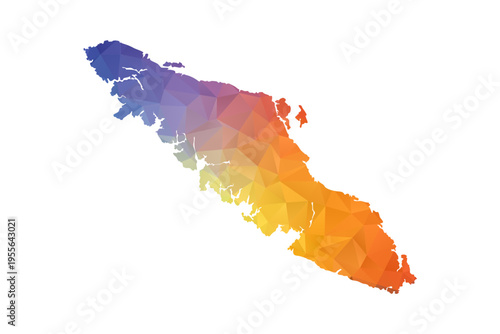 Vancouver Map - Polygon Style Vector Illustration in Rainbow Gradient, Low Poly Multicolor Geometric Design, Isolated on White Background, Suitable for Reports, and Creative Projects.