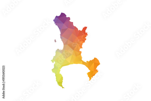Cape Town Map - Polygon Style Vector Illustration in Rainbow Gradient, Low Poly Multicolor Geometric Design, Isolated on White Background, Suitable for Reports, and Creative Projects.