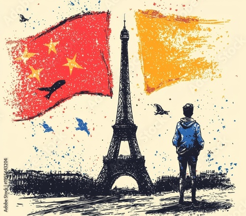 Unique illustration capturing the essence of France's national holiday.