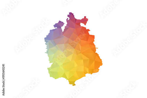 Zurich Map - Polygon Style Vector Illustration in Rainbow Gradient, Low Poly Multicolor Geometric Design, Isolated on White Background, Suitable for Reports, and Creative Projects.