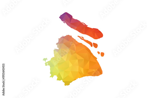 Shanghai Map - Polygon Style Vector Illustration in Rainbow Gradient, Low Poly Multicolor Geometric Design, Isolated on White Background, Suitable for Reports, and Creative Projects.