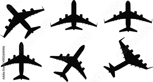 Collection of six male runner silhouettes in motion, black vector icons of athletes jogging and sprinting isolated on white.