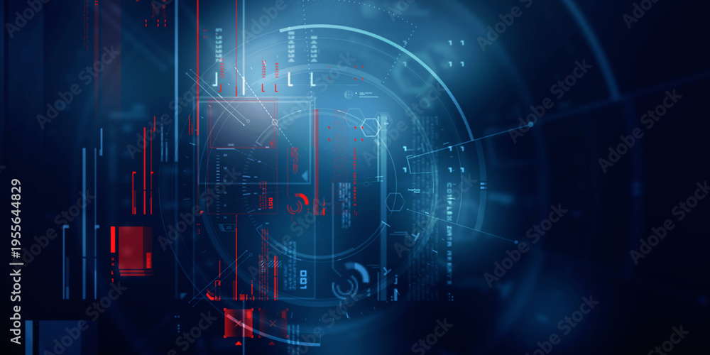 Fototapeta premium 2d illustration Abstract futuristic electronic circuit technology background