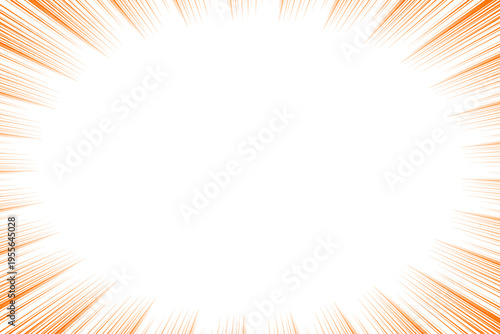 漫画風の集中線フレーム背景 オレンジのインパクト集中線デザイン素材