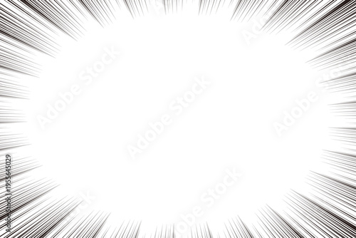 漫画風の集中線フレーム背景 白黒のインパクト集中線デザイン素材