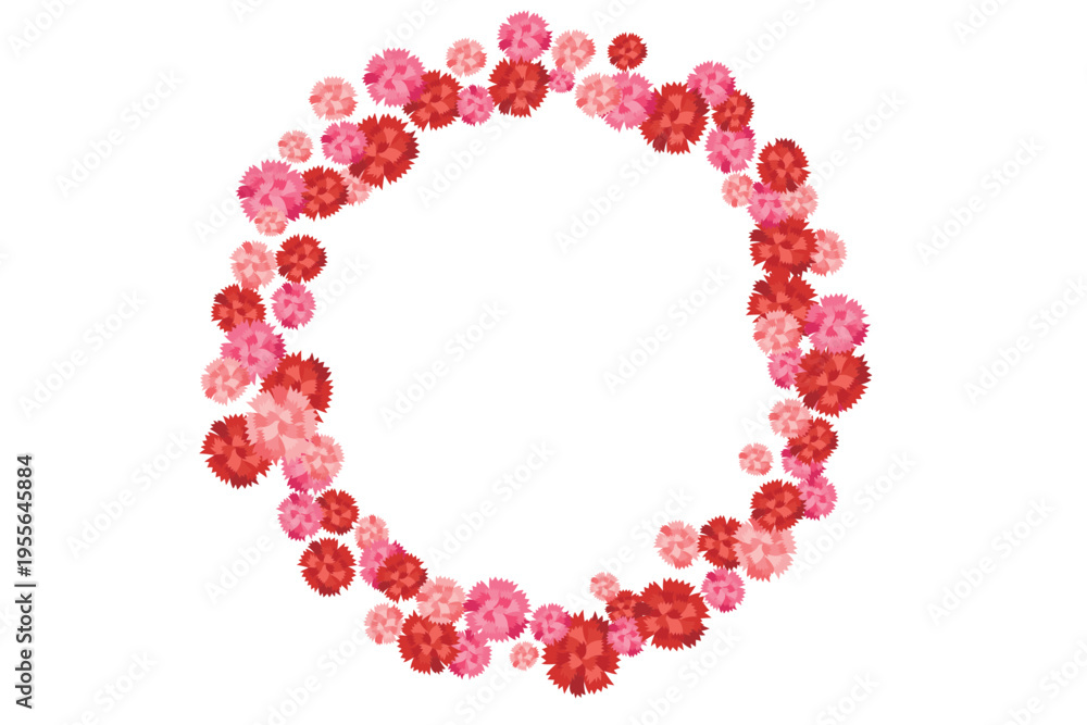 Obraz premium A round-shaped frame made of red and pink carnations