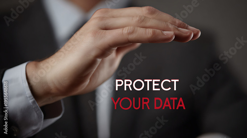 Wallpaper Mural Business Professional Hand Gesture on Dark Background with Text: Protect Your Data – Digital Security and Information Protection Concept Image Torontodigital.ca
