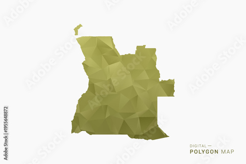 Angola polygon map vector illustration in low poly geometric style, soft pastel colors with Olive green, clean silhouette on solid background, ideal for infographic.