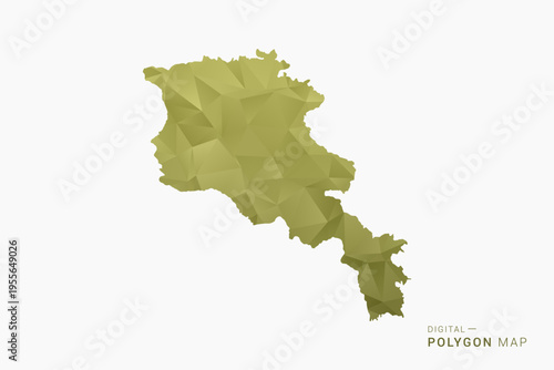 Armenia polygon map vector illustration in low poly geometric style, soft pastel colors with Olive green, clean silhouette on solid background, ideal for infographic.