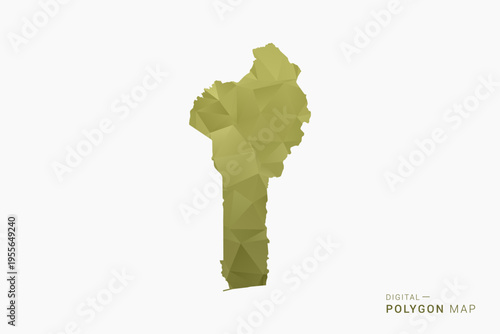 Benin polygon map vector illustration in low poly geometric style, soft pastel colors with Olive green, clean silhouette on solid background, ideal for infographic.